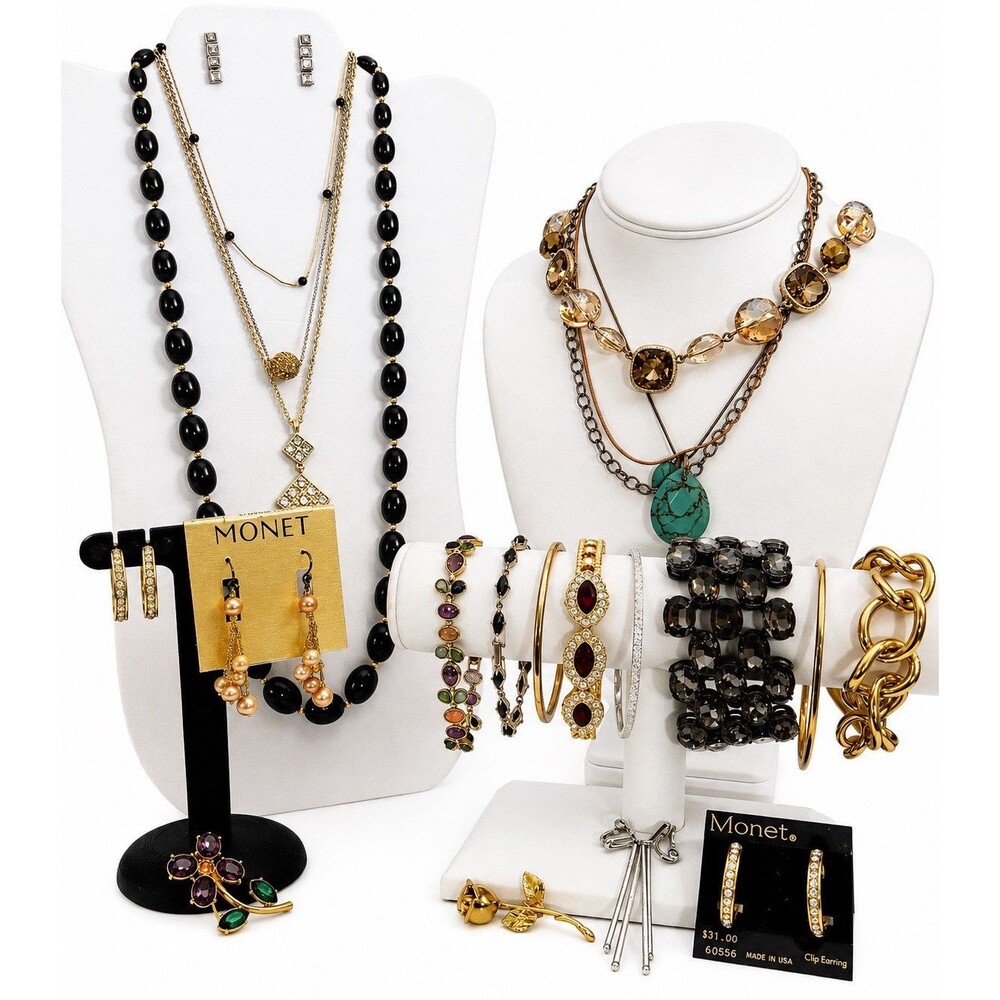MONET Jewelry Lot Signed Vintage Modern Necklaces Bracelets Earrings Brooches